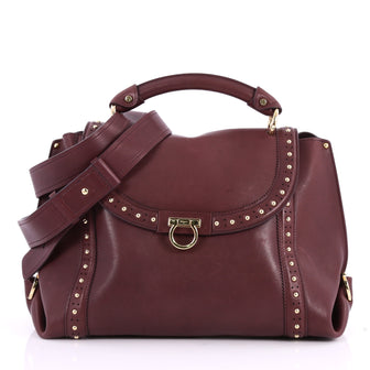 Salvatore Ferragamo Soft Sofia Satchel Studded Leather 3485204