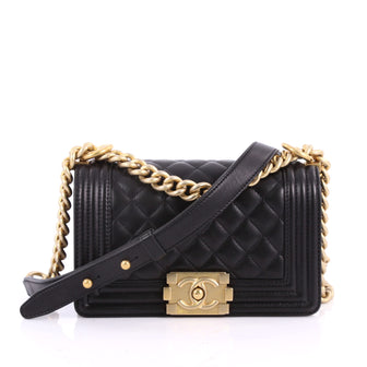 Chanel Boy Flap Bag Quilted Lambskin Small Black 3485901