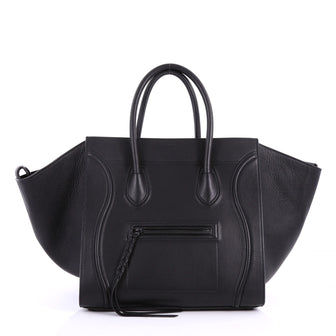 Celine Phantom Handbag Smooth Leather Medium Black 3486502