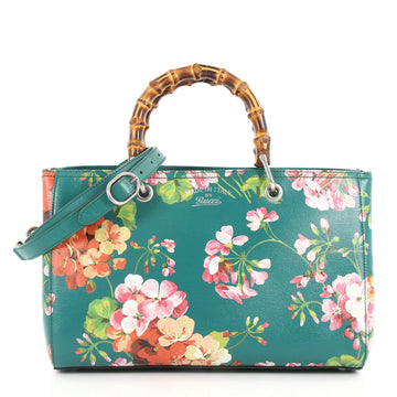 Gucci Bamboo Shopper Tote Blooms Print Leather Medium 3486503