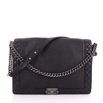 Chanel Reverso Boy Flap Bag Calfskin Large Gray 3487001