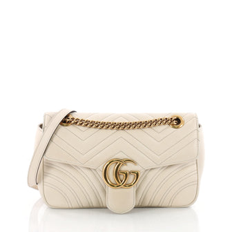 Gucci GG Marmont Flap Bag Matelasse Leather Small White 3487802