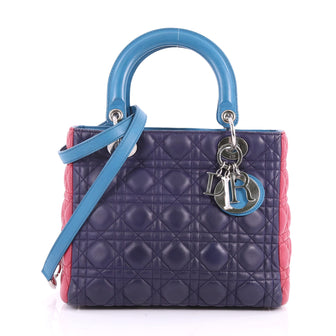 Christian Dior Tricolor Lady Dior Handbag Cannage Quilt 3487806