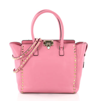 Valentino Rockstud Tote Rigid Leather Medium Pink 3488004
