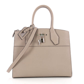 Louis Vuitton City Steamer Handbag Leather MM Gray 3488201
