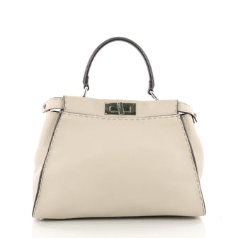 Fendi Selleria Peekaboo Handbag Leather Regular Neutral 3489502