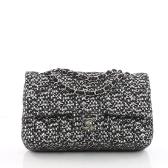Chanel Classic Double Flap Bag Quilted Tweed and Raffia 3491101