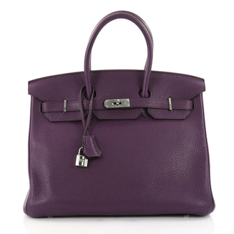 Hermes Birkin Handbag Purple Clemence with Palladium 3491201