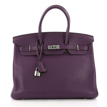 Hermes Birkin Handbag Purple Clemence with Palladium 3491201