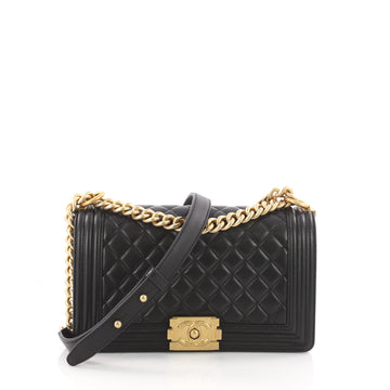 Chanel Boy Flap Bag Quilted Lambskin Old Medium Black 3491605