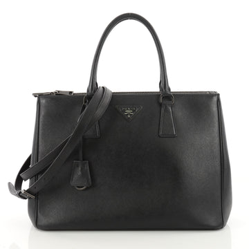Prada Double Zip Lux Tote Saffiano Leather Medium Black 3492703