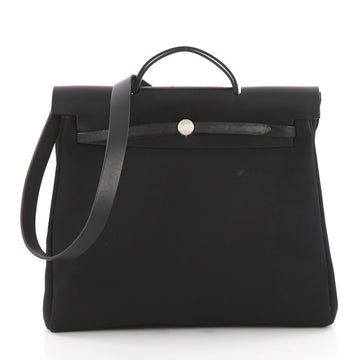 Hermes Herbag Toile and Leather MM Black 3494004