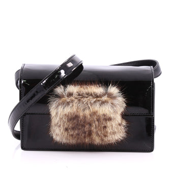 Saint Laurent Lulu Bunny Shoulder Bag Patent with Fur 3494901