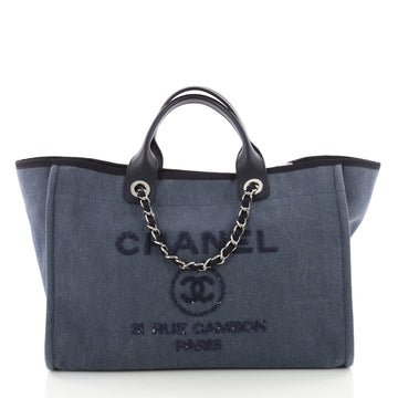 Chanel Deauville Chain Tote Canvas with Sequins Large 3495002
