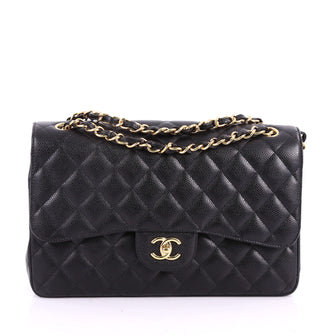 Chanel Classic Double Flap Bag Quilted Caviar Jumbo 3496801