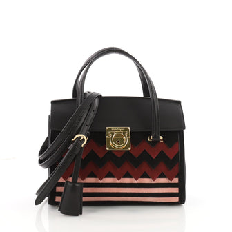 Salvatore Ferragamo Mara Tote Zigzag Suede and Leather 3500101
