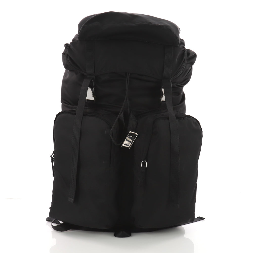 Buy Prada Double Pocket Buckle Backpack Tessuto Large Black 3500303