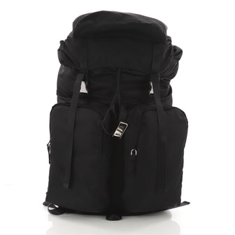 Prada Double Pocket Buckle Backpack Tessuto Large Black 3500303