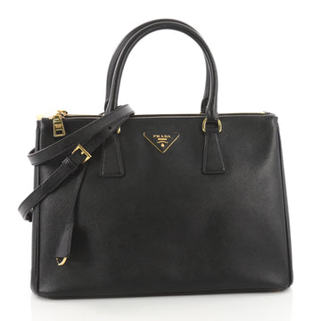 Prada Double Zip Lux Tote Saffiano Leather Medium Black 3502502