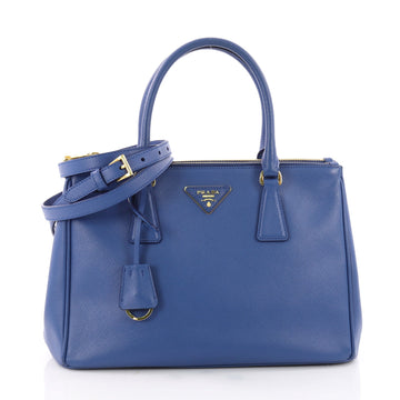 Prada Double Zip Lux Tote Saffiano Leather Small Blue 3502503