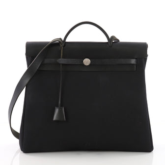 Hermes Herbag Toile and Leather GM Black 3502904