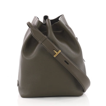 Tom Ford Edge Bucket Bag Leather Medium Green 3503101