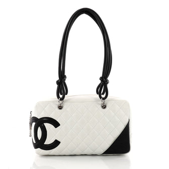Chanel Cambon Bowler Bag Quilted Leather Medium White 3503303