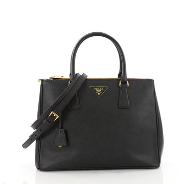 Prada Double Zip Lux Tote Saffiano Leather Medium Black 3503801