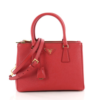 Prada Double Zip Lux Tote Saffiano Leather Mini Red 3504101