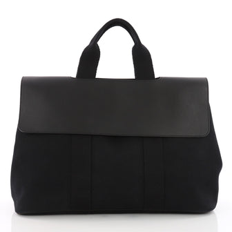 Hermes Valparaiso Handbag Toile and Leather MM Black 3504204