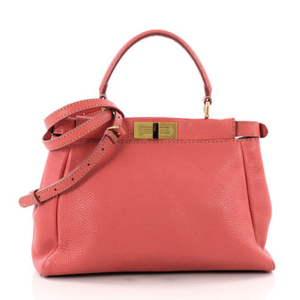 Fendi Selleria Peekaboo Handbag Leather Regular Pink 3504601