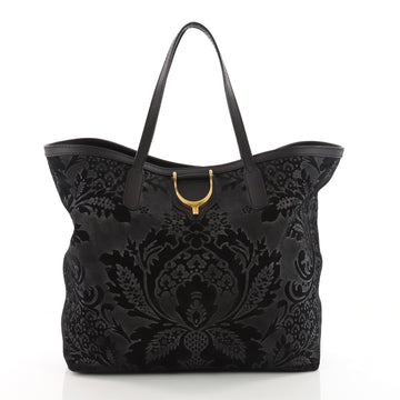 Gucci Stirrup Tote Brocade Leather Black 3505103