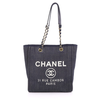 Chanel North South Deauville Chain Tote Denim Large Blue 3506201