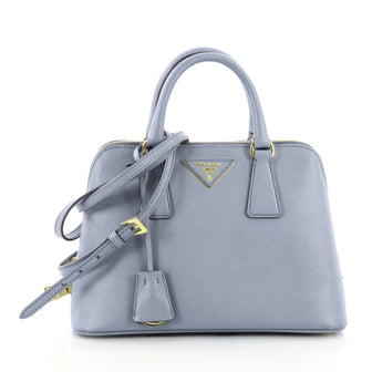 Prada Promenade Handbag Saffiano Leather Small Blue 3506503