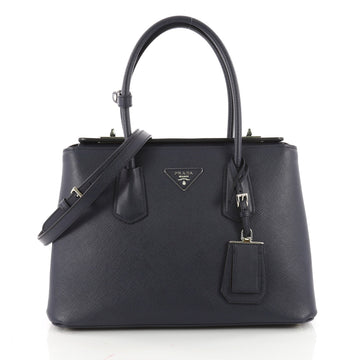 Prada Turnlock Twin Tote Saffiano Leather Small Blue 3507201