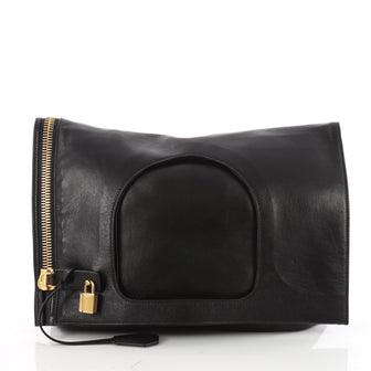 Tom Ford Alix Fold Over Bag Leather Medium Black 3508104