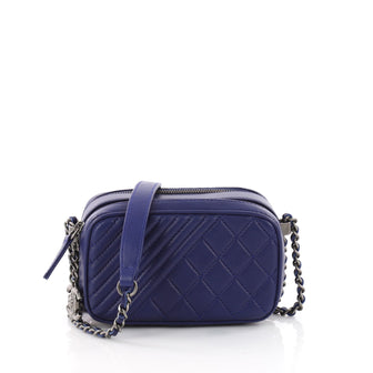 Chanel Coco Boy Camera Bag Quilted Leather Mini Blue 3508901