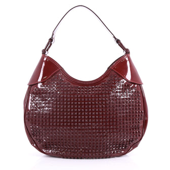Burberry Elly Hobo Studded Patent Small Red 3509701