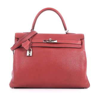 Hermes Kelly Handbag Red Clemence with Palladium 3510001