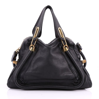 Chloe Paraty Top Handle Bag Leather Medium Black 3511401