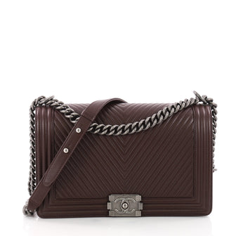 Chanel Boy Flap Bag Chevron Lambskin New Medium Red 3513701