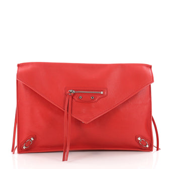 Balenciaga Papier Sight Clutch Classic Studs Leather Red 3514402