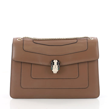 Bvlgari Serpenti Forever Shoulder Bag Leather Medium Brown 3514801