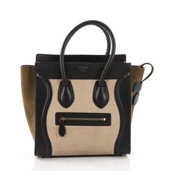 Celine Tricolor Luggage Handbag Leather Micro Black 3515004