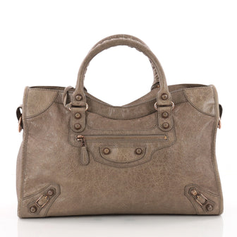 Balenciaga City Giant Studs Handbag Leather Medium Brown 3515006