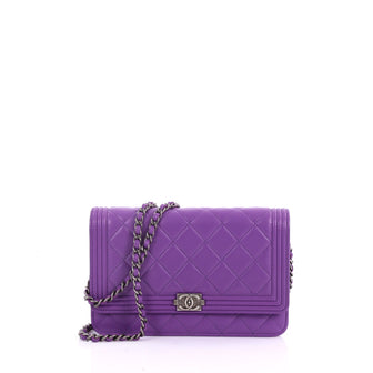Chanel Boy Wallet on Chain Quilted Lambskin Purple 3515301