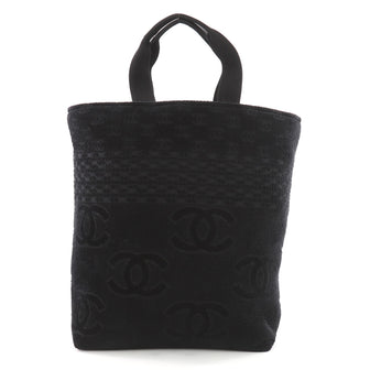 Chanel CC Beach Tote Terry Cloth Large Black 3517001