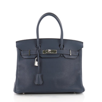 Hermes Birkin Handbag Blue Clemence with Palladium 3517601