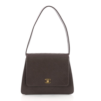 Chanel Vintage CC Flap Shoulder Bag Caviar Medium Brown 3518201