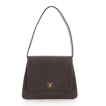 Chanel Vintage CC Flap Shoulder Bag Caviar Medium Brown 3518201